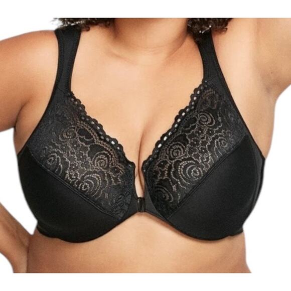 Glamorise Bra 1245 Wonderwire front close underwire black size 34H - Picture 1 of 7